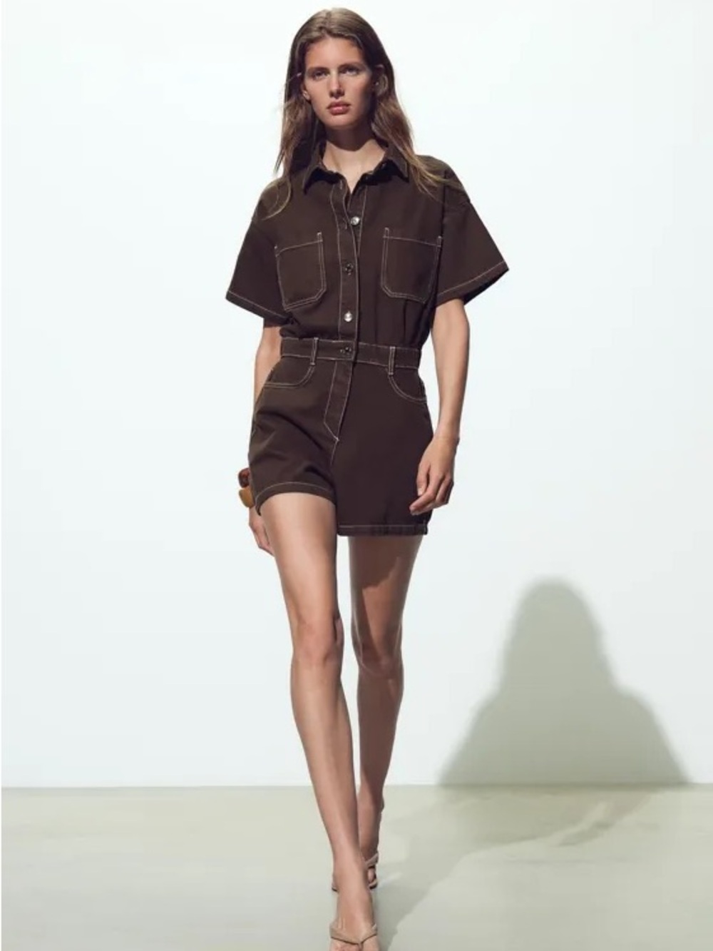Zara | Brown Denim Jumpsuit NWOT